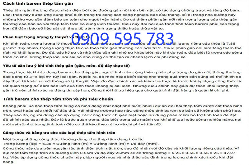 Cách tính trọng lượng thép tấm