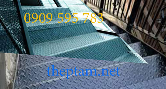 Cầu thang thép tấm gân chống trượt